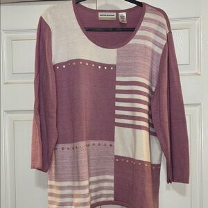 Alfred Dunner Mauve and Cream Patterned Top size 1x